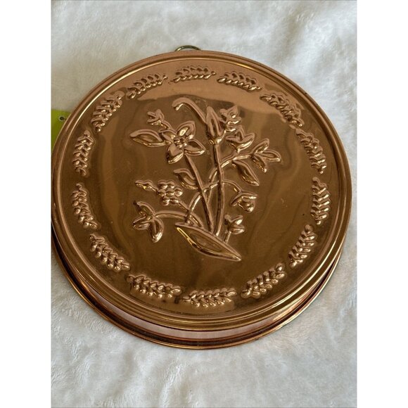 Vintage Cooper Tin Jello Mold Decor Flowers Floral Korea ODI Pfaltzgraff - Picture 2 of 9